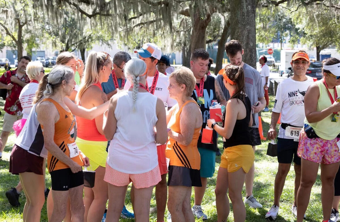 Group celebrating after the race